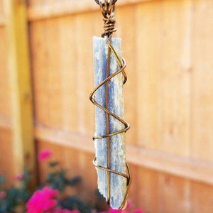 Raw Blue Kyanite Hand Wrapped Crystal Necklace